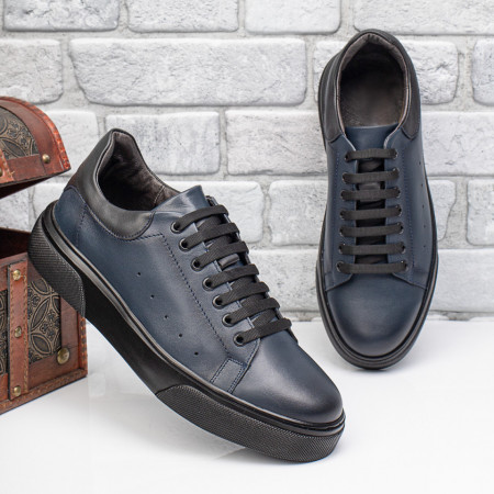 produse sf(NU ACTIVATI), Pantofi casual barbati cu siret albastri din Piele naturala MOD11161, modlet.ro