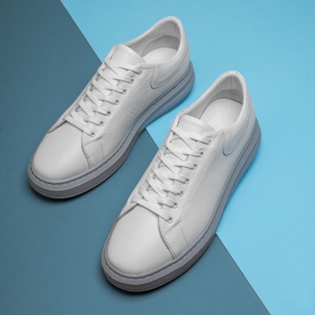 Pantofi casual barbati cu siret albi din Piele naturala MOD13120, 3, modlet.ro