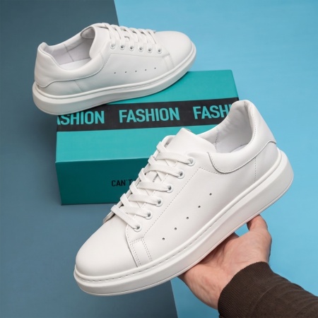Pantofi casual barbati cu siret albi din Piele naturala NICU1, 2, modlet.ro