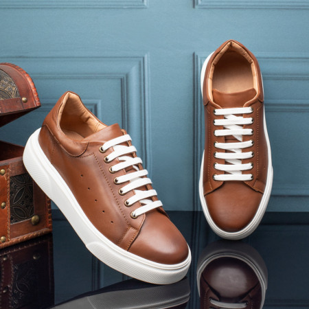 Pantofi barbati, Pantofi casual barbati cu siret maro din Piele naturala MOD11161, modlet.ro