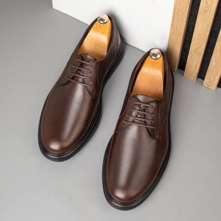 Pantofi barbati, Pantofi casual barbati cu siret maro din Piele naturala MOD14058, modlet.ro
