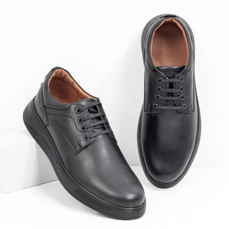 Pantofi casual barbati din Piele naturala negri MOD03972