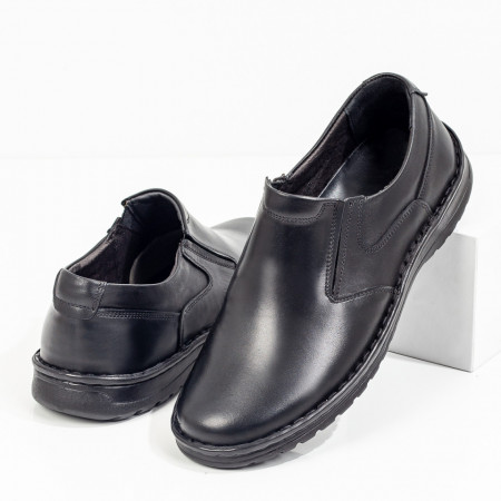 Pantofi casual barbati, Pantofi casual barbati din Piele naturala negri ZEF00315 - zeforia.ro
