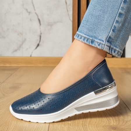 Pantofi dama, Pantofi casual cu platforma albastri din Piele naturala MOD13241, modlet.ro