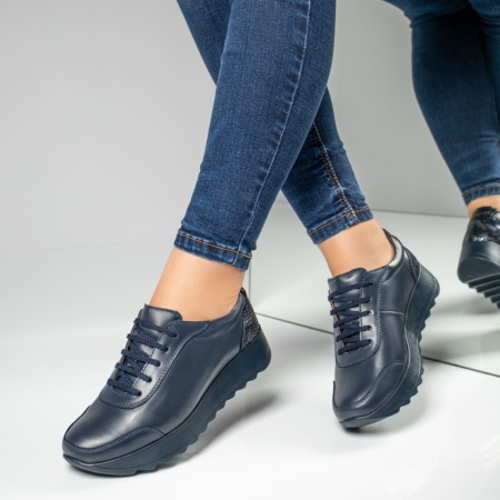 Pantofi dama, Pantofi casual dama albastri din Piele naturala MOD00430, modlet.ro