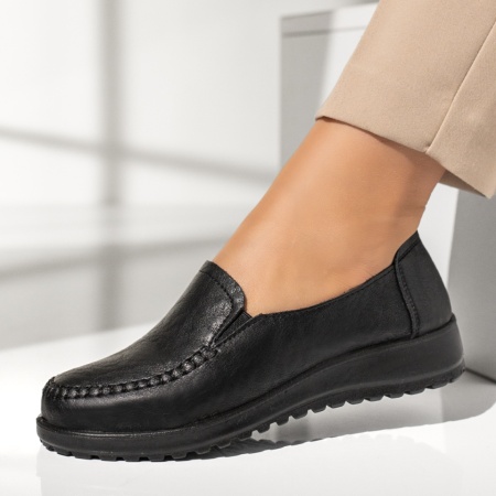 Pantofi casual dama cu insertie de material elastic negri DORA38, 2, modlet.ro