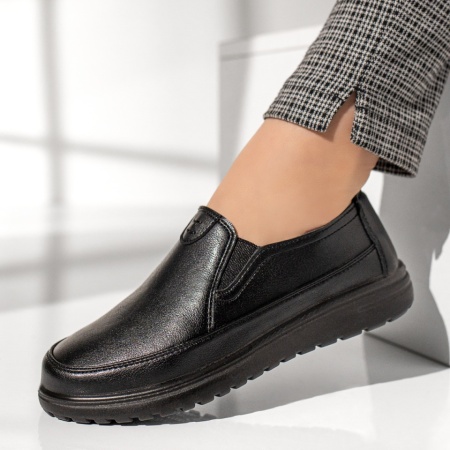 Pantofi casual dama, Pantofi casual dama cu insertie de material elastic negri MOD13073, modlet.ro