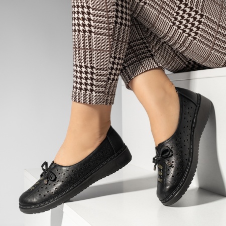 Pantofi casual dama cu perforatii negri EVA102, 2, modlet.ro