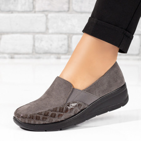 Incaltaminte dama, Pantofi casual dama cu platforma mica gri ZEF10345, zeforia.ro