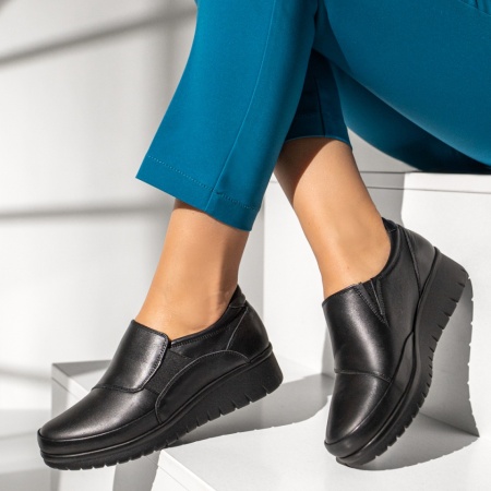 Pantofi casual dama cu platforma negri din Piele naturala MOD14050, 2, modlet.ro