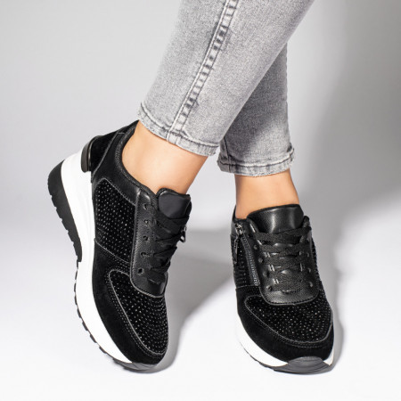 REDUCERI INCALTAMINTE, Pantofi casual dama cu platforma negri MOD11114, modlet.ro