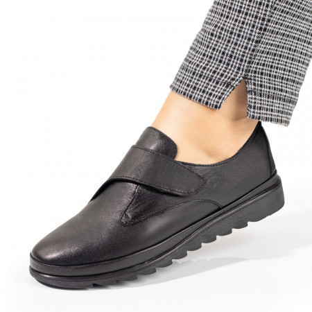 Pantofi casual dama, Pantofi casual dama cu scai negri din Piele naturala MOD10350, modlet.ro
