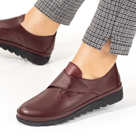 REDUCERI INCALTAMINTE, Pantofi casual dama cu scai visinii din Piele naturala MOD10350, modlet.ro