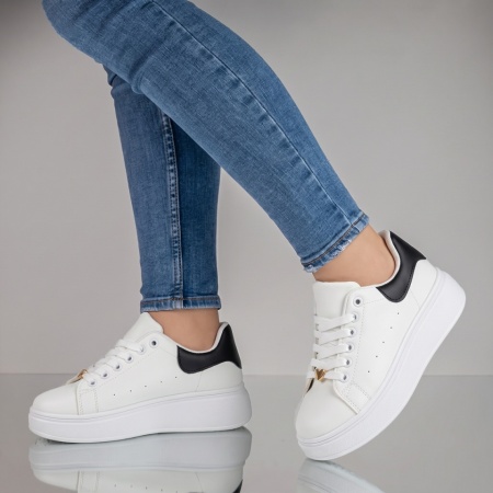 Pantofi casual dama cu siret albi NORA1, 2, modlet.ro