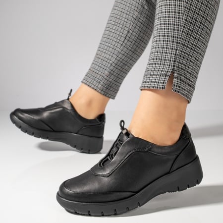 Pantofi casual dama cu siret elastic negri MOD11942, 4, modlet.ro