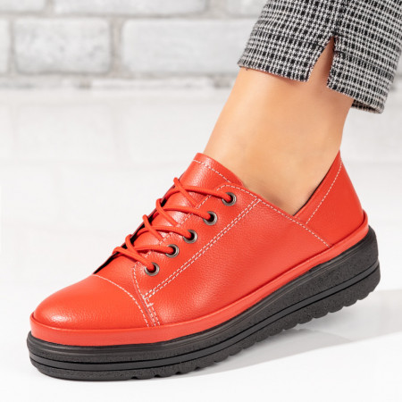 Pantofi casual dama cu siret rosii din Piele naturala MOD10277, 2, modlet.ro