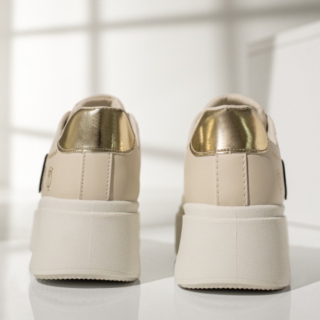 Pantofi casual dama cu talpa groasa bej MOD12957, 4, modlet.ro