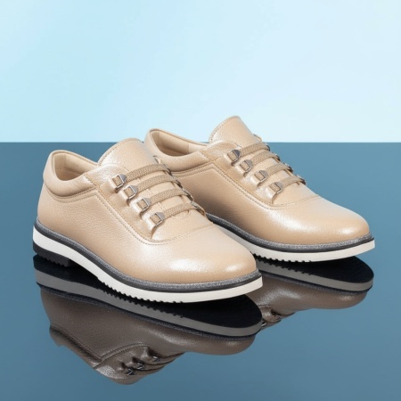 Pantofi casual dama din piele naturala bej MOD03668