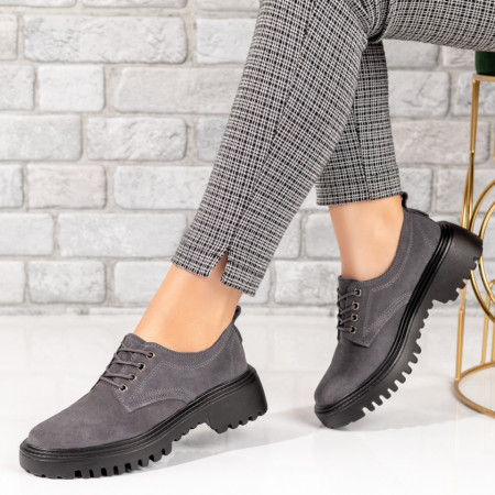 Pantofi casual dama gri suede din Piele naturala MOD10278, 3, modlet.ro