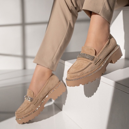 Pantofi casual dama khaki suede ZEF11874, 2, zeforia.ro