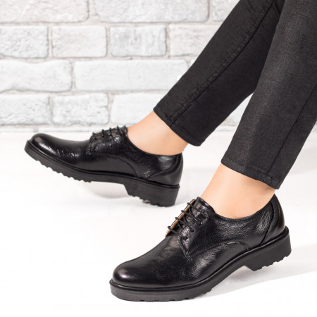 Pantofi casual dama negri cu aspect lucios din Piele naturala MOD06255, 3, modlet.ro