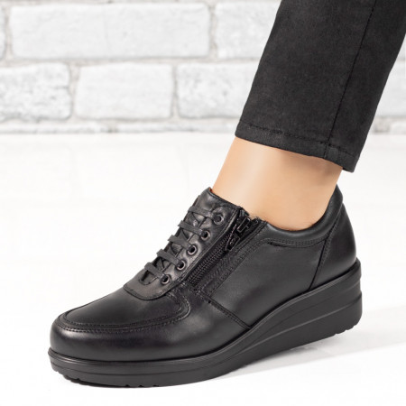 Pantofi dama, Pantofi casual dama negri cu platforma din Piele naturala MOD06257, modlet.ro