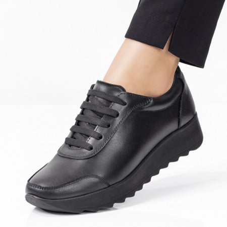 Pantofi casual dama negri cu siret din Piele naturala ZEF00430, 1, zeforia.ro