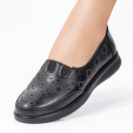 Plateste Jumatate!, Pantofi casual dama perforati negri MOD08178, modlet.ro