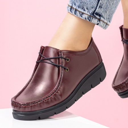 Pantofi casual dama visinii din Piele naturala MOD03574