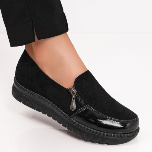 Pantofi casual negri dama cu fermoar MDL06151