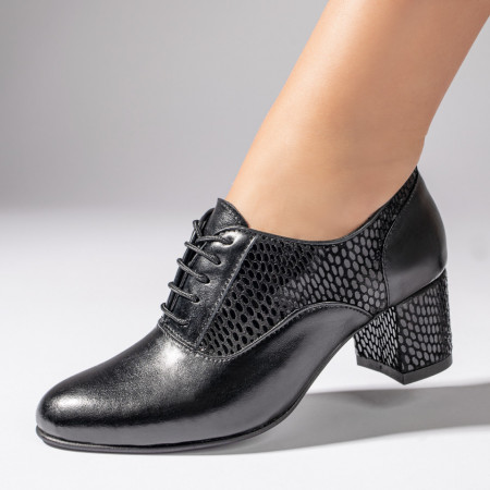 Pantofi dama, Pantofi cu toc dama negri din Piele naturala ZEF11009 - zeforia.ro