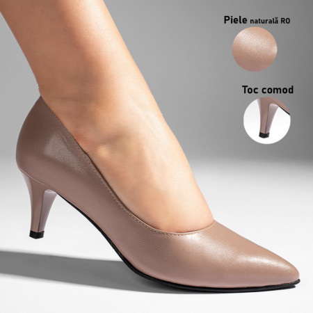 Pantofi cu toc dama nude din Piele naturala MOD11004, 3, modlet.ro