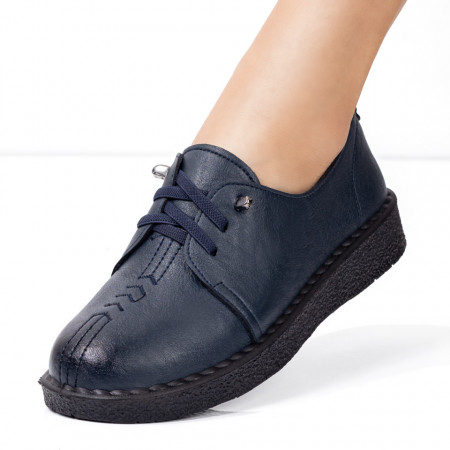 Pantofi dama albastri casual cu siret MDL02951