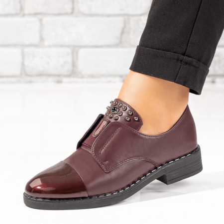 Pantofi dama, Pantofi dama casual cu insertie de material elastic visinii ZEF06055 - zeforia.ro