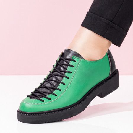 Dama - Trendy, Pantofi dama casual verzi din Piele naturala ZEF03549 - zeforia.ro