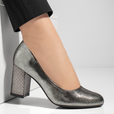 Pantofi dama cu toc gri MOD02830, 3, modlet.ro