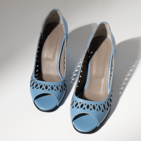 Pantofi dama cu toc gros albastri din Piele naturala MOD13216, 4, modlet.ro