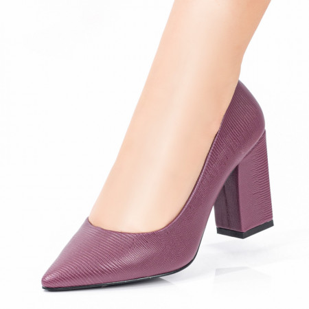 Pantofi dama, Pantofi dama cu toc gros visinii MOD08379, modlet.ro