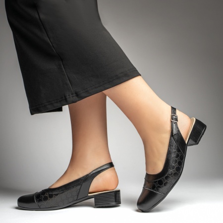 Pantofi dama cu toc si bareta negri din Piele naturala MOD13427, 3, modlet.ro