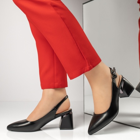 Pantofi dama cu toc si bareta negri IRIS35, 2, modlet.ro
