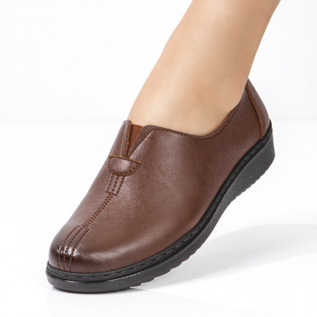 Pantofi dama maro casual cu insertii de material elastic MDL01604