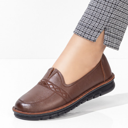 Pantofi dama maro casual cu insertii de material elastic MOD02954, 3, modlet.ro