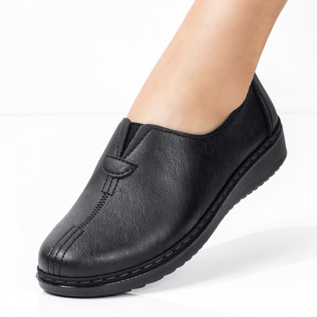 Pantofi dama negri casual cu insertii de material elastic MDL01604