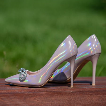 Pantofi dama Stiletto roz si accesoriu cu pietre aplicate MOD06157, 2, modlet.ro