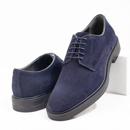 Pantofi barbati, Pantofi eleganti barbati cu siret albastri suede din Piele naturala ZEF08416 - zeforia.ro
