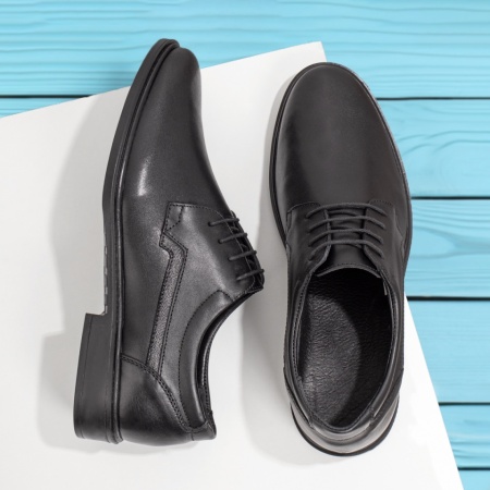 REDUCERI INCALTAMINTE, Pantofi eleganti barbati cu siret negri din Piele naturala MOD12039, modlet.ro