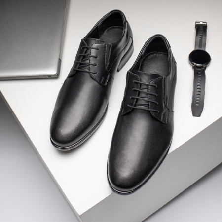 Pantofi barbati, Pantofi negri eleganti barbati cu siret din Piele naturala ZEF11559 - zeforia.ro