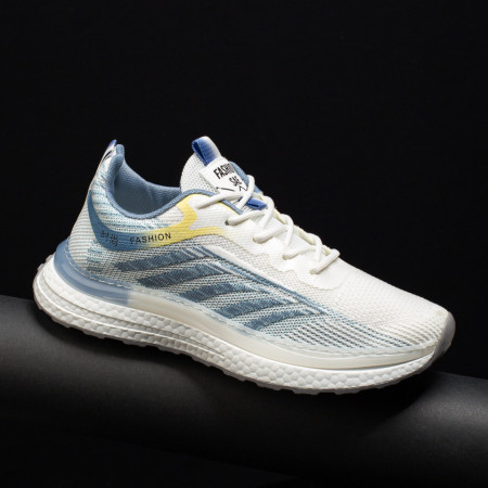 REDUCERI INCALTAMINTE, Pantofi sport barbati din material textil albi MOD09827, modlet.ro