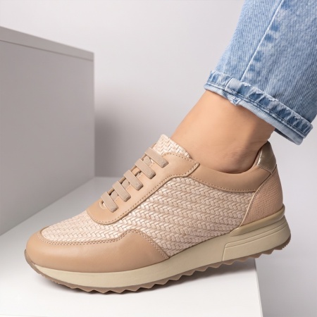 Pantofi sport dama cu siret bej ANA78, 3, modlet.ro