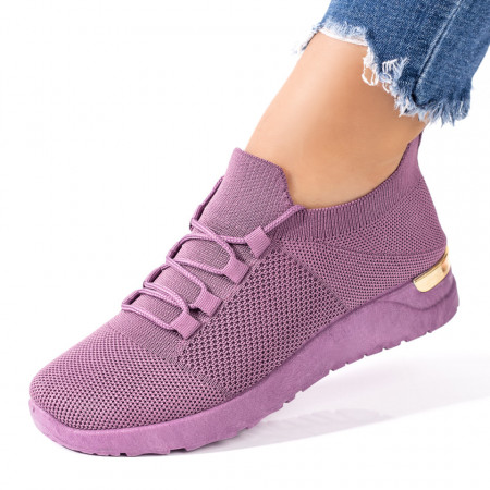Adidasi dama, Pantofi sport dama cu siret mov MOD08521, modlet.ro